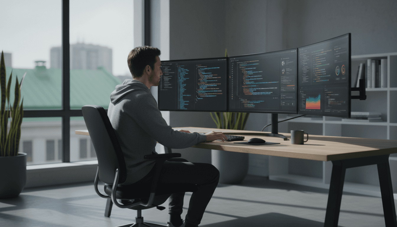 Software developer working on custom application